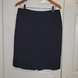 Ellen Tracy Navy Silk-Lined Back-Pleated Skirt | Size 10